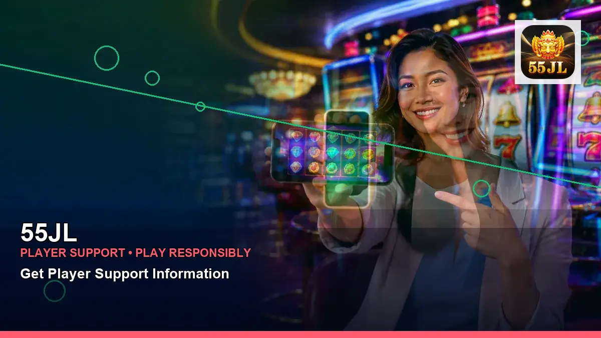 55JL first casino deposit and wallet options featuring an adult Filipina casino host with a wide-action composition